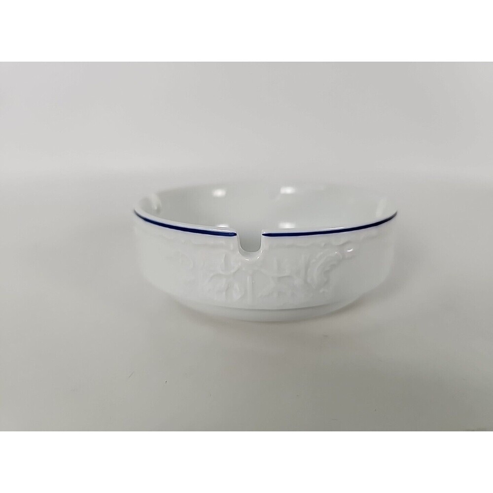 VTG Ashtray Rosenthal Classic Hotel & Restaurant Service White Blue Rim GERMANY